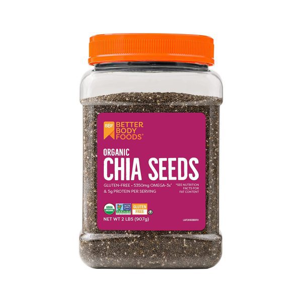 Organic Chia Seeds with Omega-3, Non-GMO, Gluten Free, Keto Diet Friendly, Vegan, Good Source of Fiber, Add to Smoothies, 2 lbs, 32 Oz